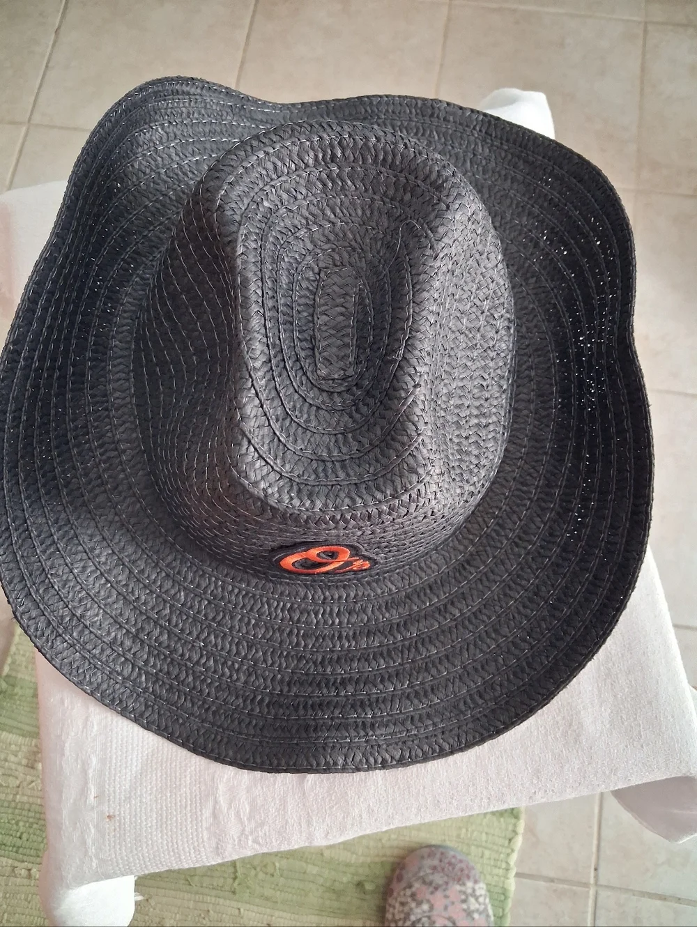 Baltimore Orioles  Black Straw Fedora Hat  Orange O's Logo Unisex Accessories